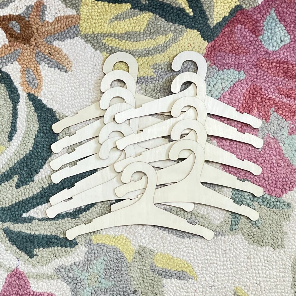 Set of 12 Plain Wooden Baby Hangers-Brand New-Laser Cut